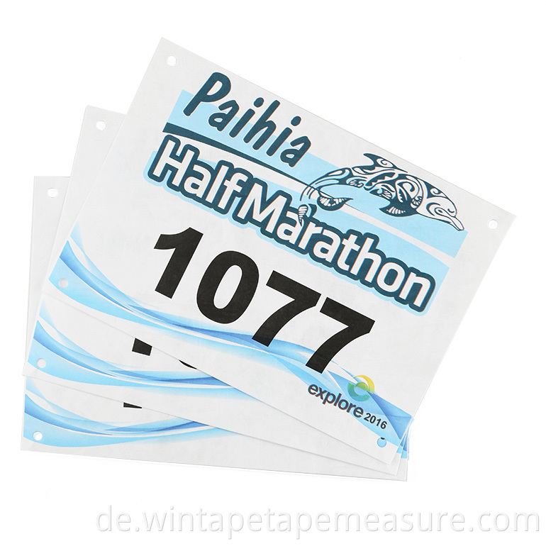 Individuell bedruckbare, wasserdichte Papierlaufnummern für Marathonrennen Marathon